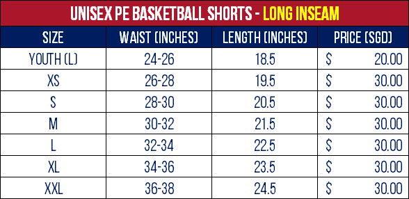 (Uniform-Unisex) PE Basketball Shorts - Long Inseam